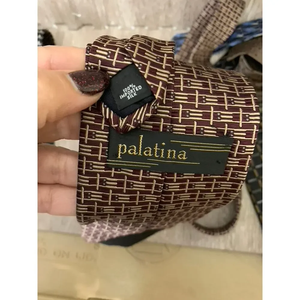 Set of 5 Palatina Vintage Men's‎ Silk Necktie Collection Geometric